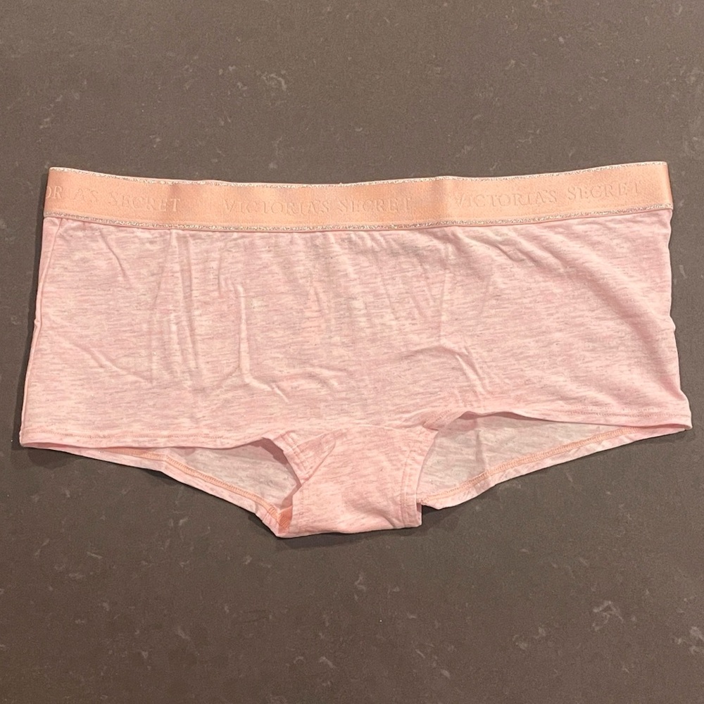Victoria’s Secret Pink Silver Metallic Marled Boyshort Underwear Panty Large NWT